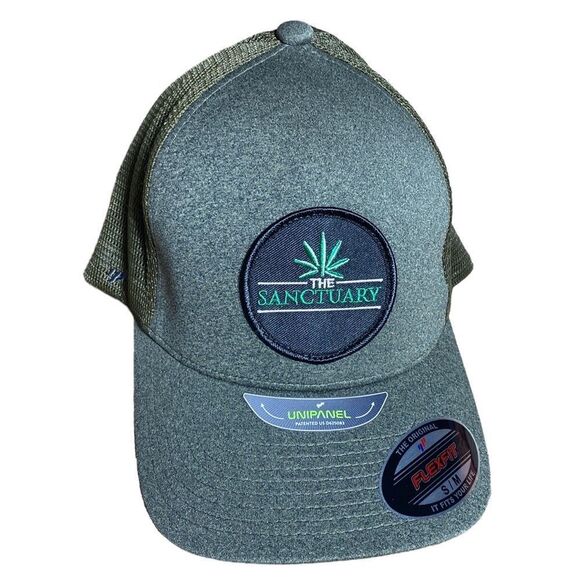 Flexfit yupoong small/medium hat the sanctuary green Uni panel new - Picture 1 of 5